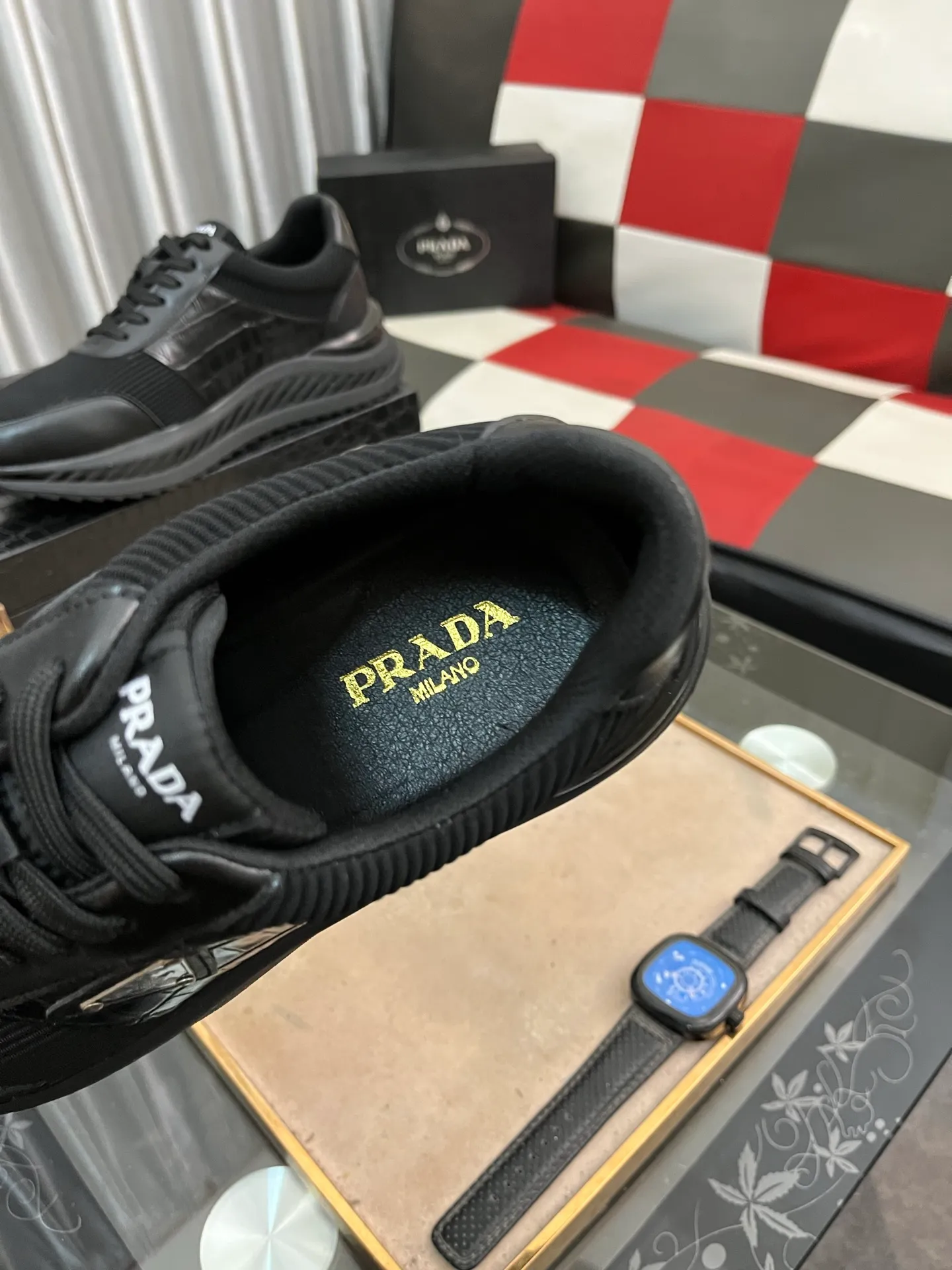 Men's shoes 💰458⌚️⌚️[PRADA] Prada Hong Kong counter casual shoes, counter quality, high-quality workmanship, uppers made of imported breathable fly-knit mesh fabric, comfortable and breathable lining, original air-cushion elastic outsole, casual fashion, high-end quality, size: 38-444️⃣Colors available